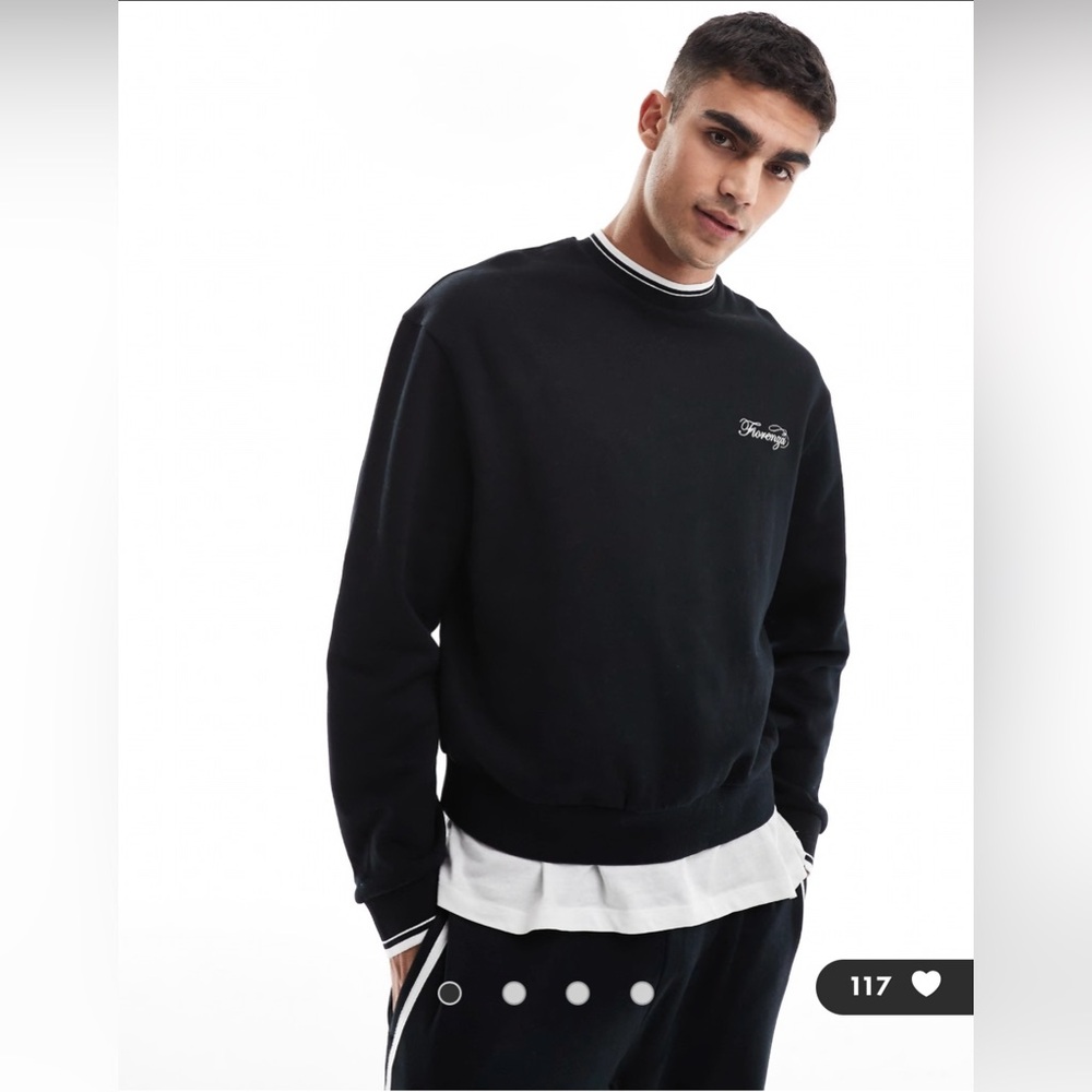 Asos Design Men’s Oversized Sweatshirt With Chest Embroidery